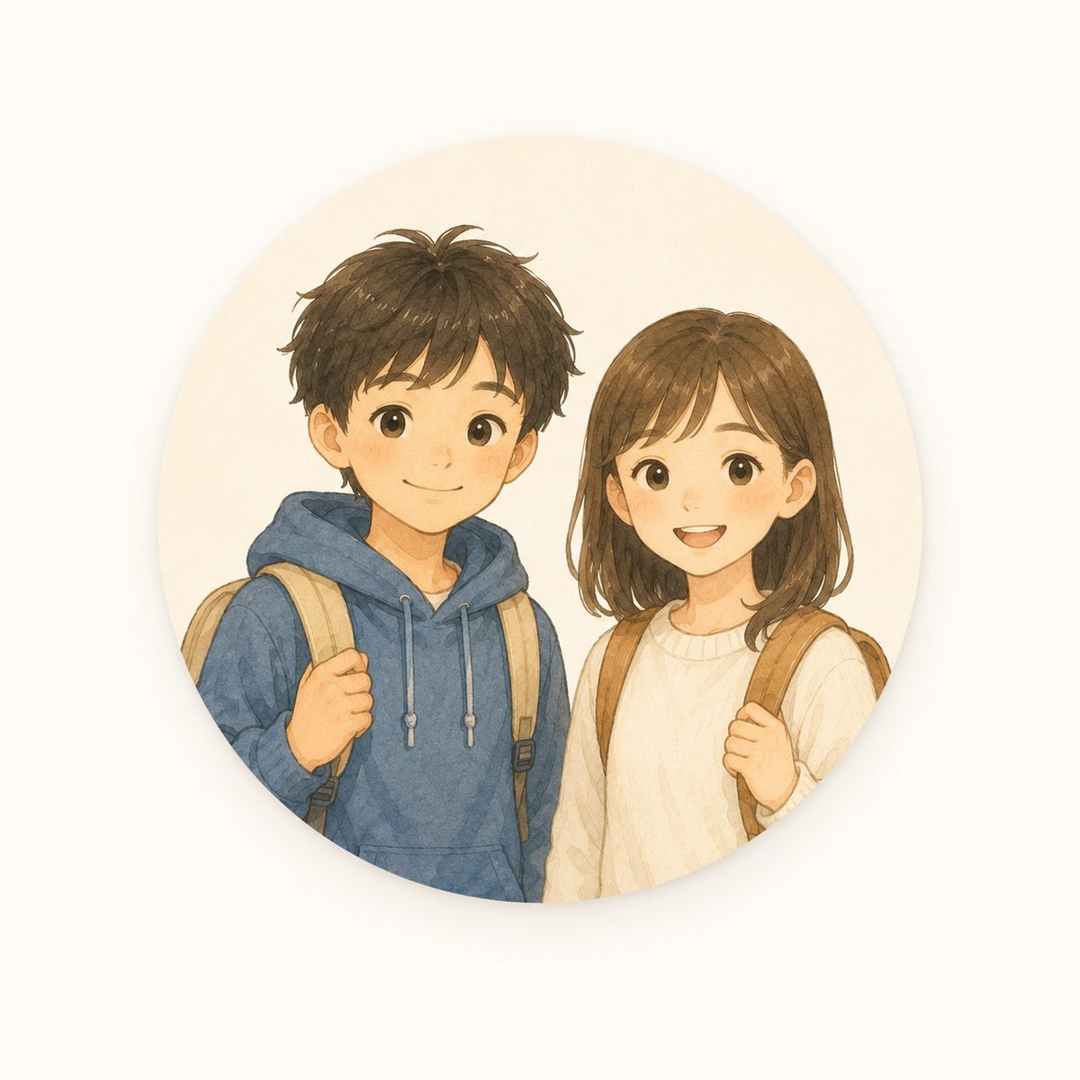 小学校高学年〜中学生の家族旅行をイメージした文鳥のイラスト